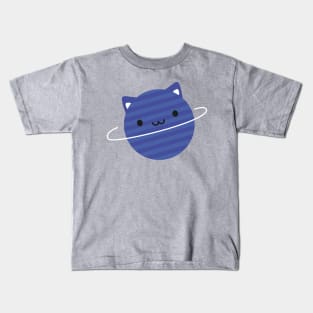 Kawaii Cat Planet in Space Kids T-Shirt